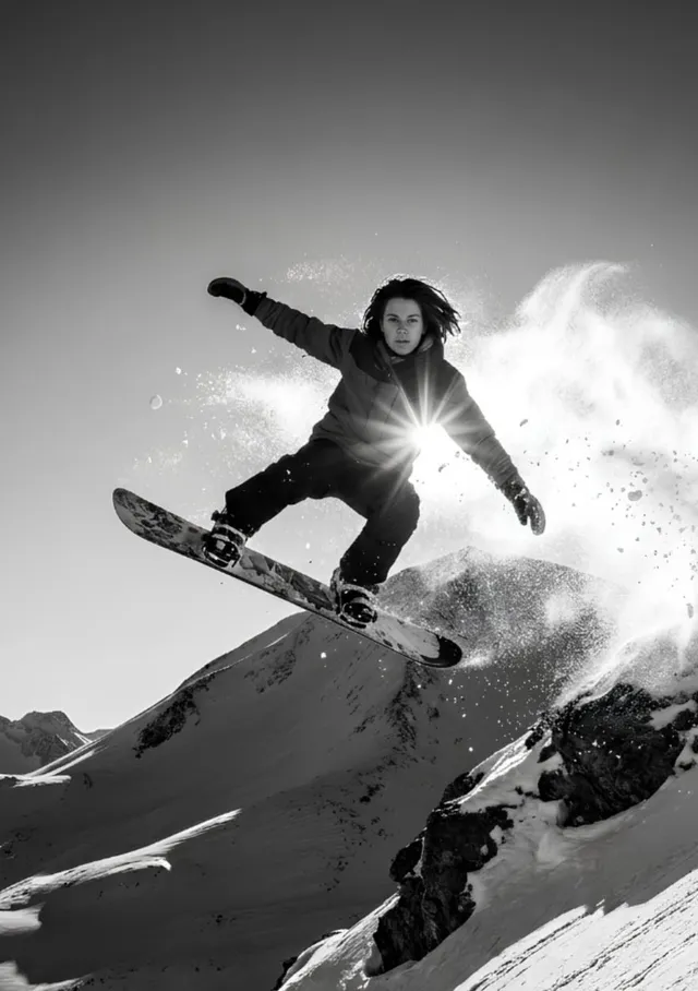 Epic Mountain Snowboard Jump