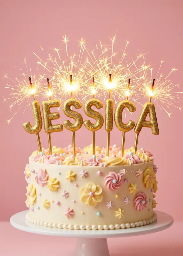 Sparkler Name Birthday Cake
