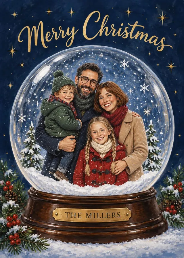 Christmas Snow Globe Family Portrait