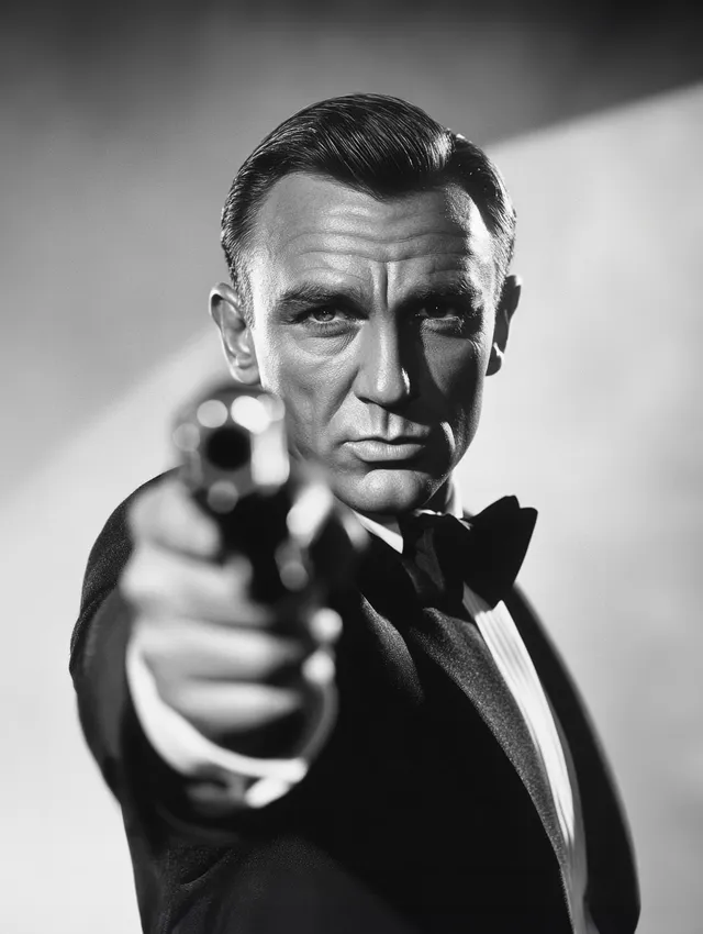 James Bond Retro Black And White