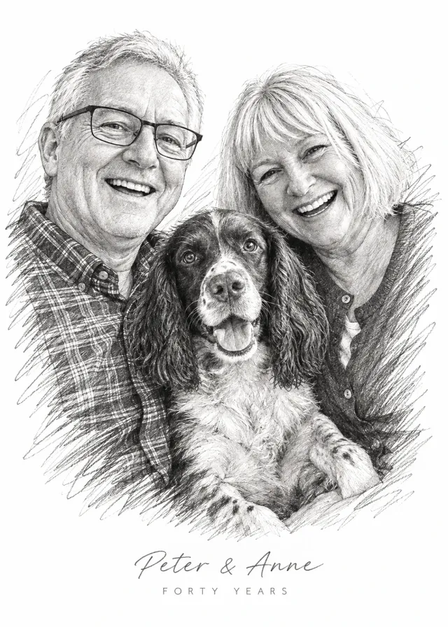 Pencil Sketch Couple Portrait