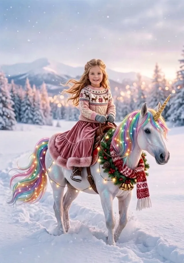 Christmas Unicorn Snow Ride