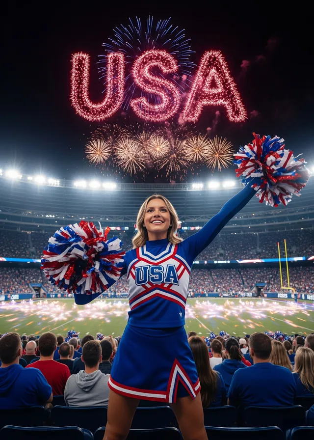 Game Day Fireworks Cheerleader