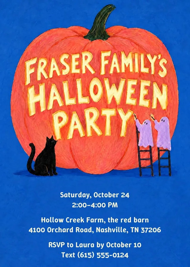 Giant Halloween Pumpkin Name invitation