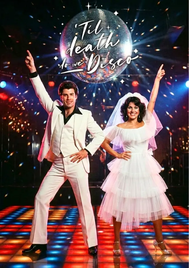 Disco Wedding Power Couple