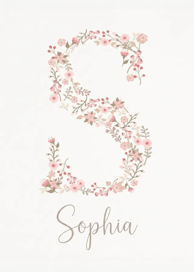 Blush Floral Initial