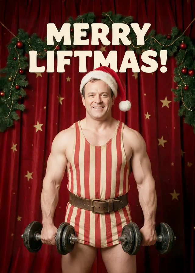 Merry Liftmas Vintage Strongman