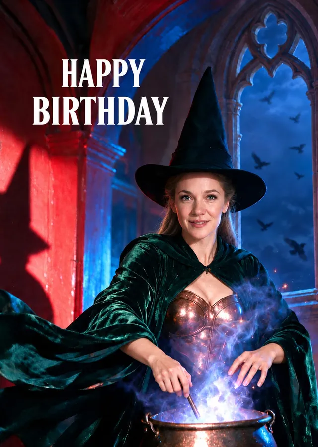 Birthday Cauldron Witch