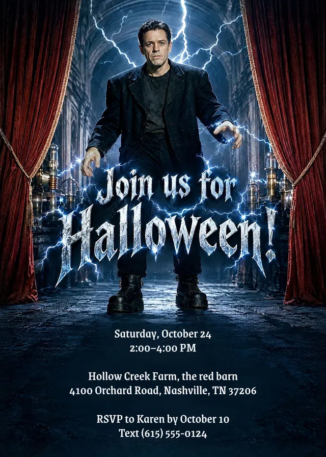 Electric Gothic Laboratory Monster invitation