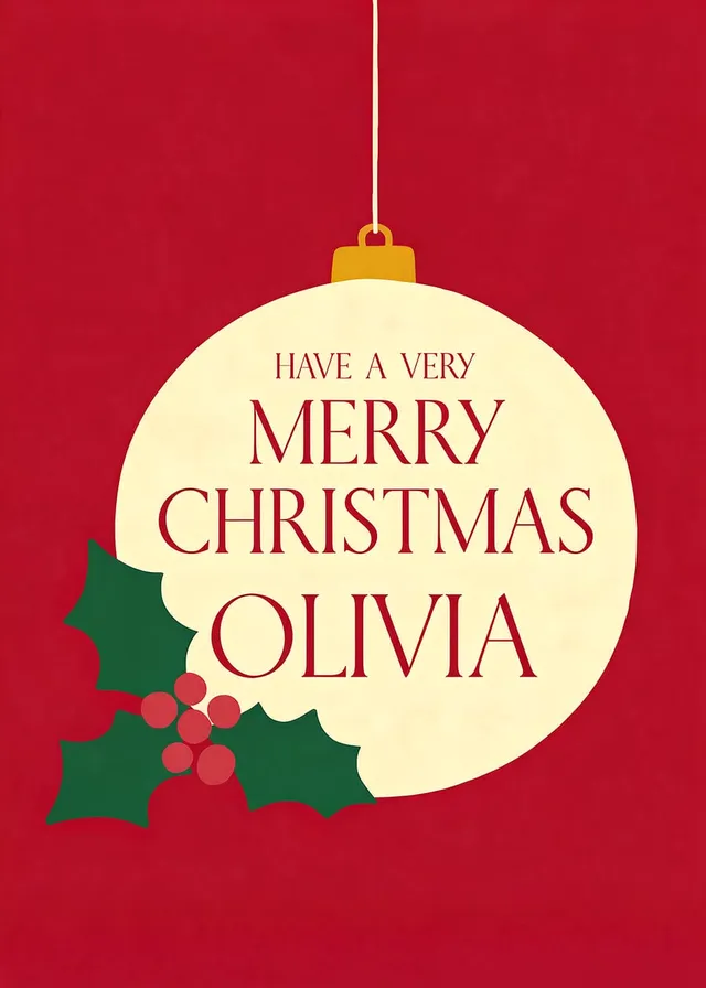 Golden Christmas Bauble With Holly