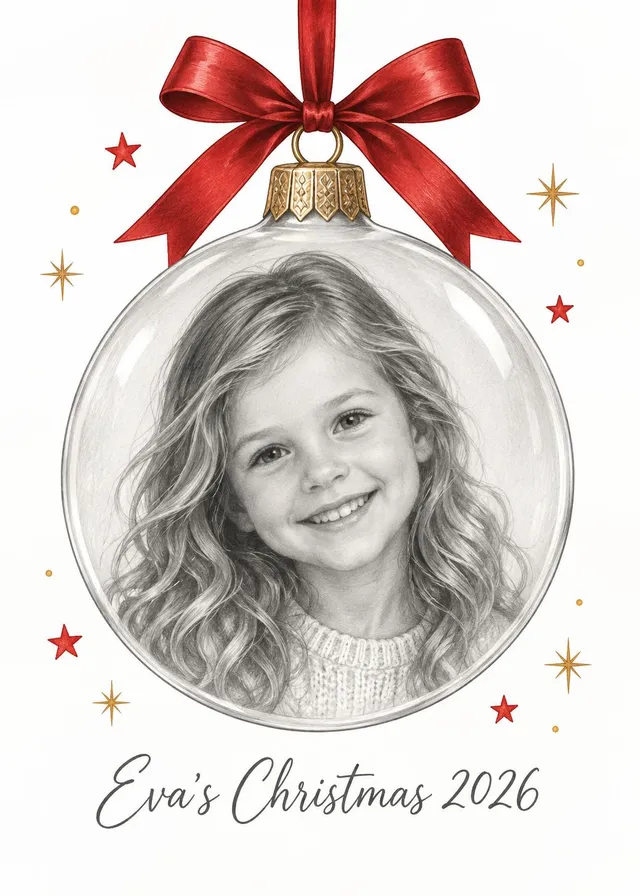 Christmas Bauble Pencil Portrait