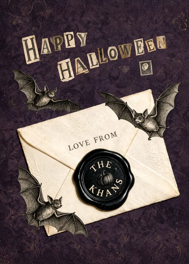 Vintage Bat Halloween Message