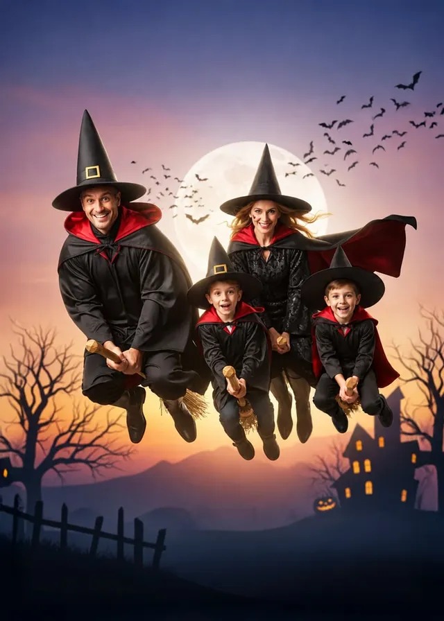 Moonlit Broomstick Family Adventure