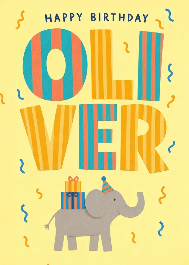 Striped Elephant Birthday Cheer