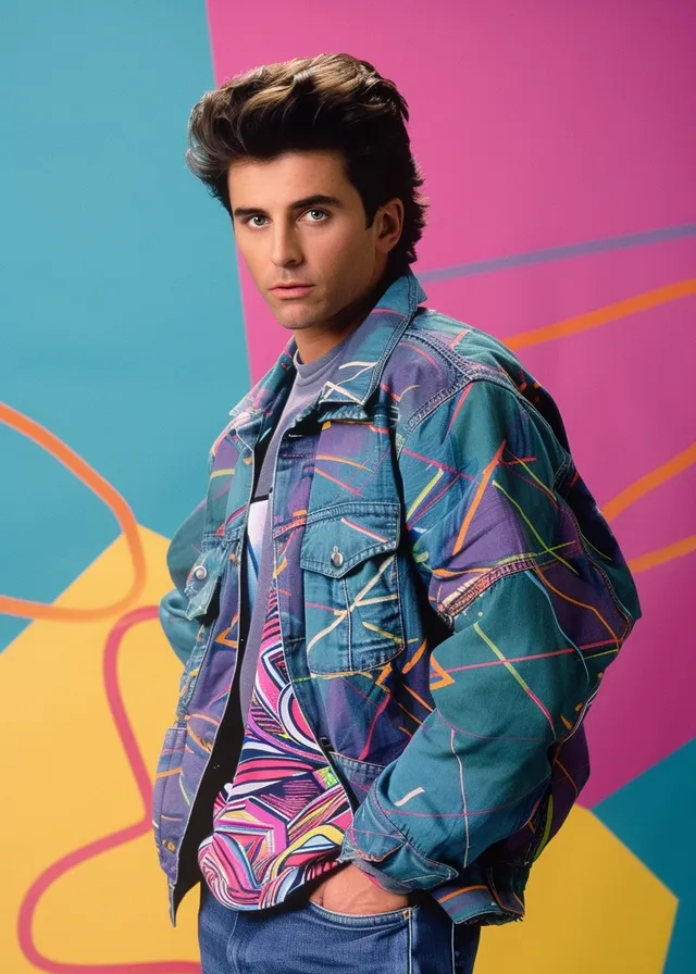 Neon 80s Heartthrob Look