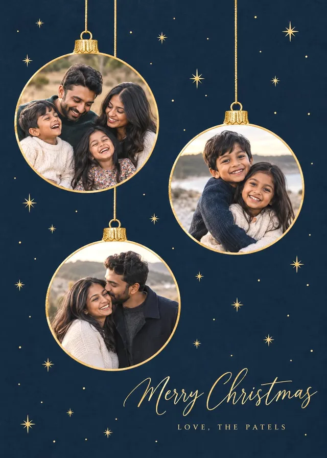 Gilded Christmas Family Portrait Collage