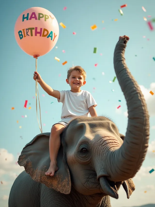 Elephant With Balloon Birthday