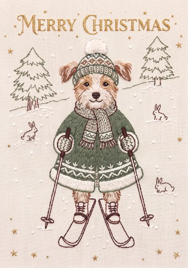 Festive Alpine Skier in Stitches
