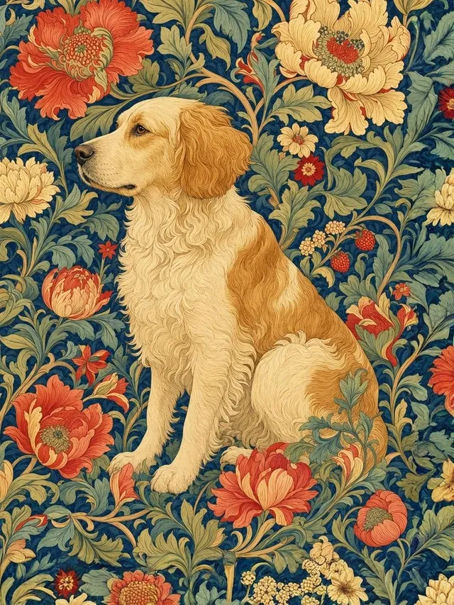 Regal Floral Tapestry Portrait