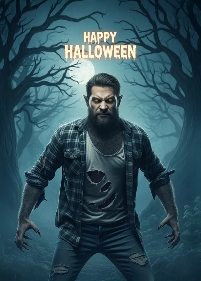 Halloween Werewolf Face Swap