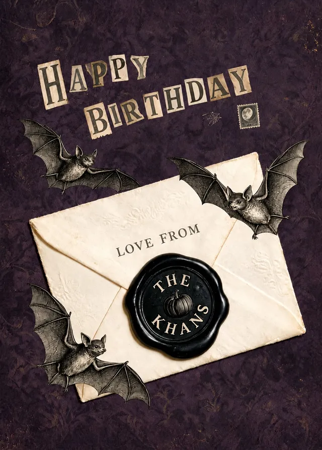 Vintage Bat Birthday Message