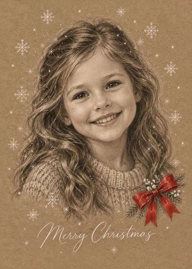 Christmas Sepia Pencil Portrait
