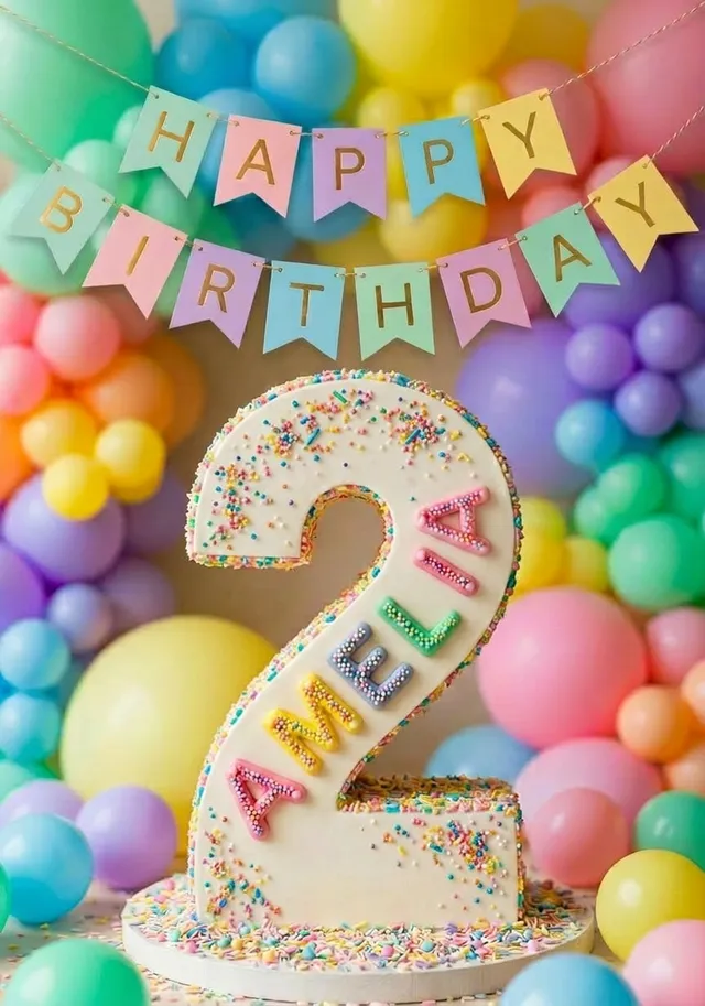 Rainbow Second Birthday Cake