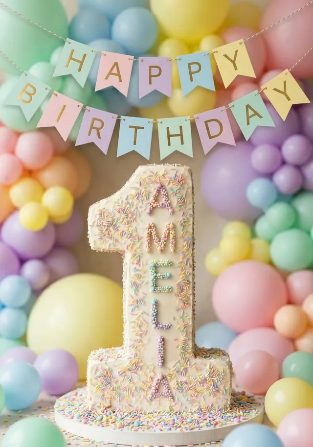 Pastel First Birthday Cake