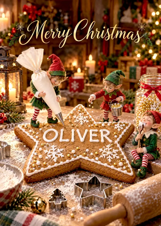 Christmas Elves Gingerbread Star