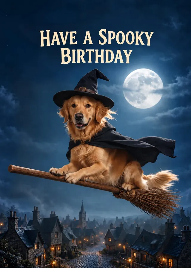 Spooky Moonlight Broomstick Ride Birthday