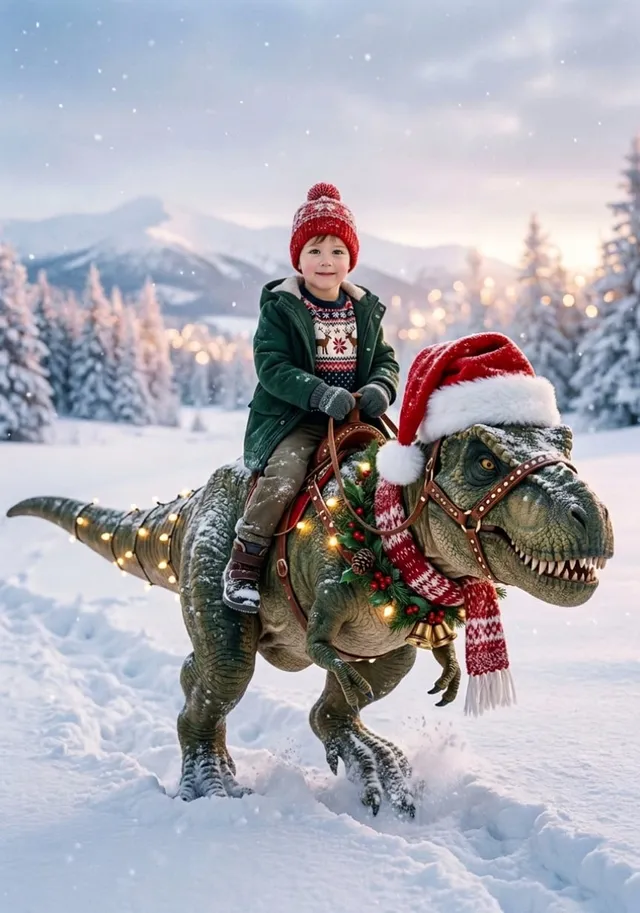 Festive Dinosaur Snow Ride