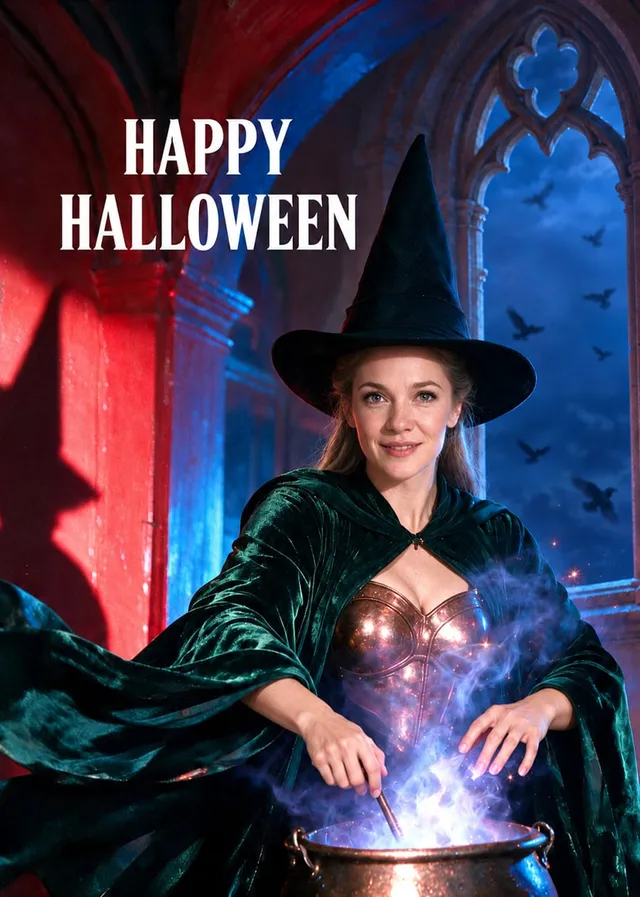 Halloween Cauldron Witch