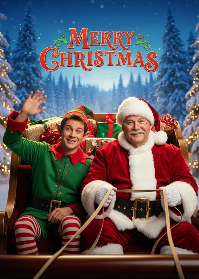 Santa And Elf Sleigh Ride