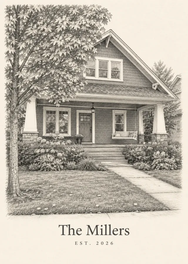 Pencil Sketch House Portrait