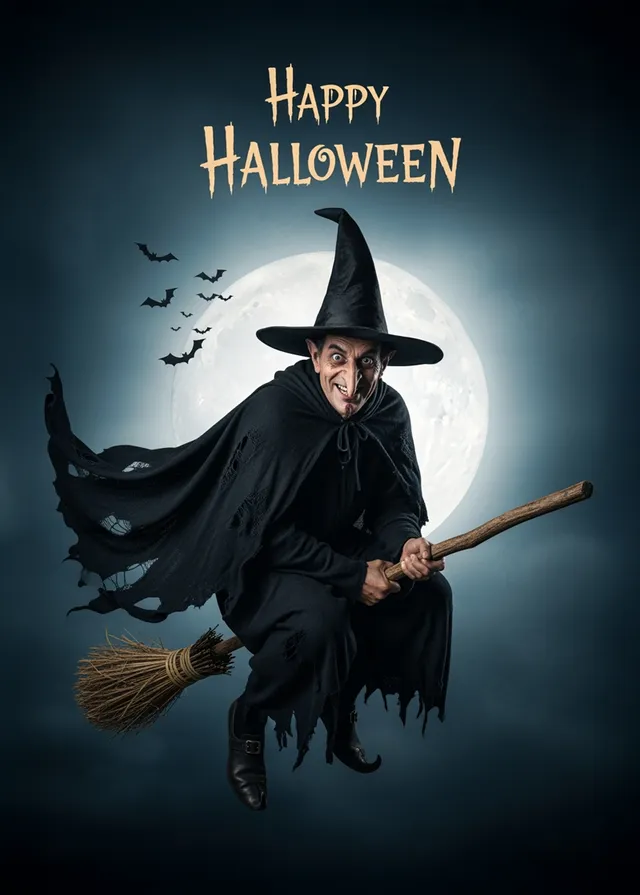 Moonlit Halloween Witch