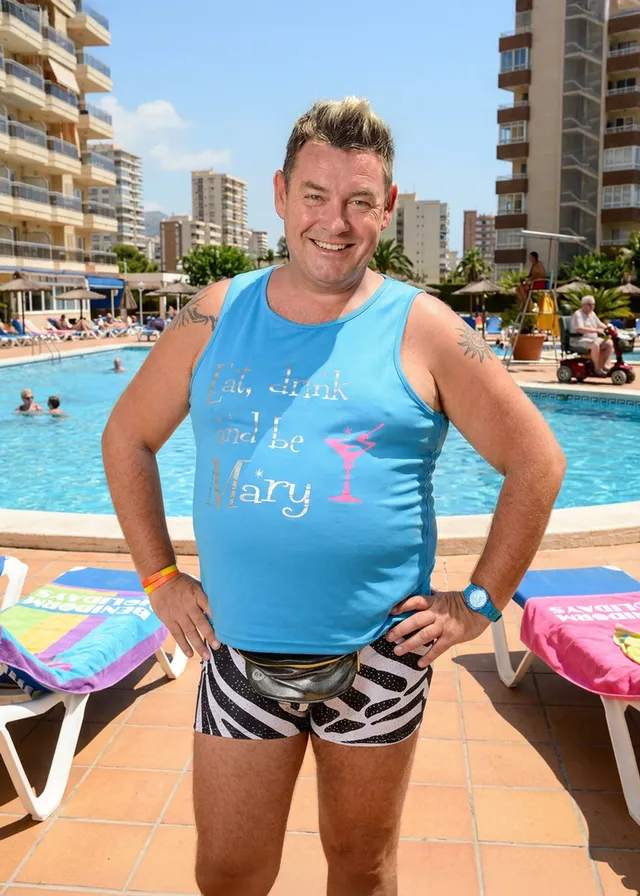 Poolside vacation guy
