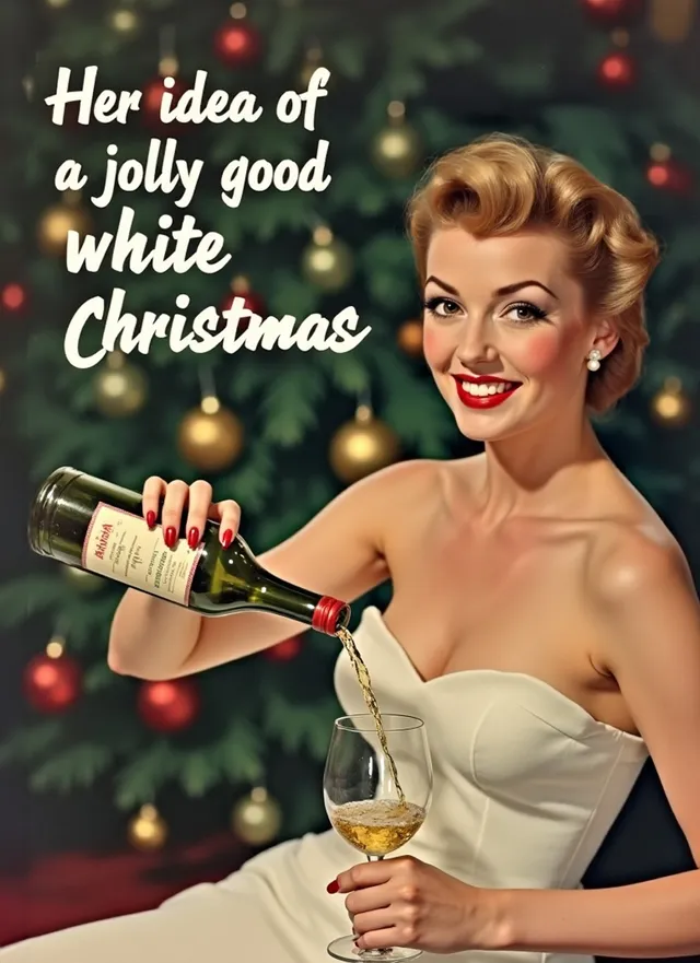 White Christmas Wine Pin-Up