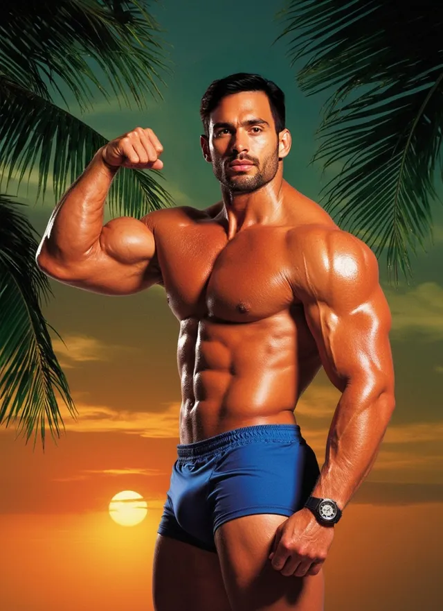 Bronzed Beach Muscle Flex