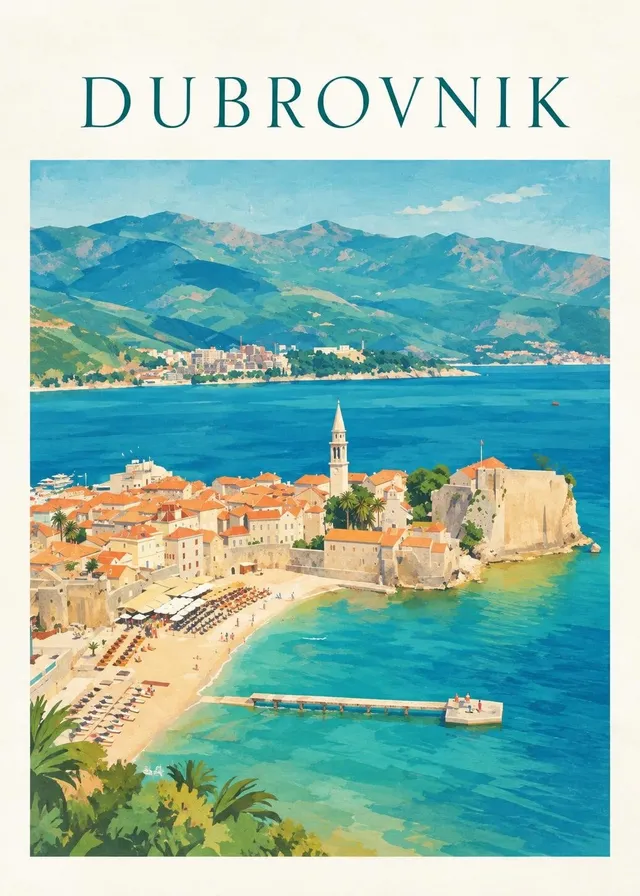Sunlit Vintage Travel Watercolour