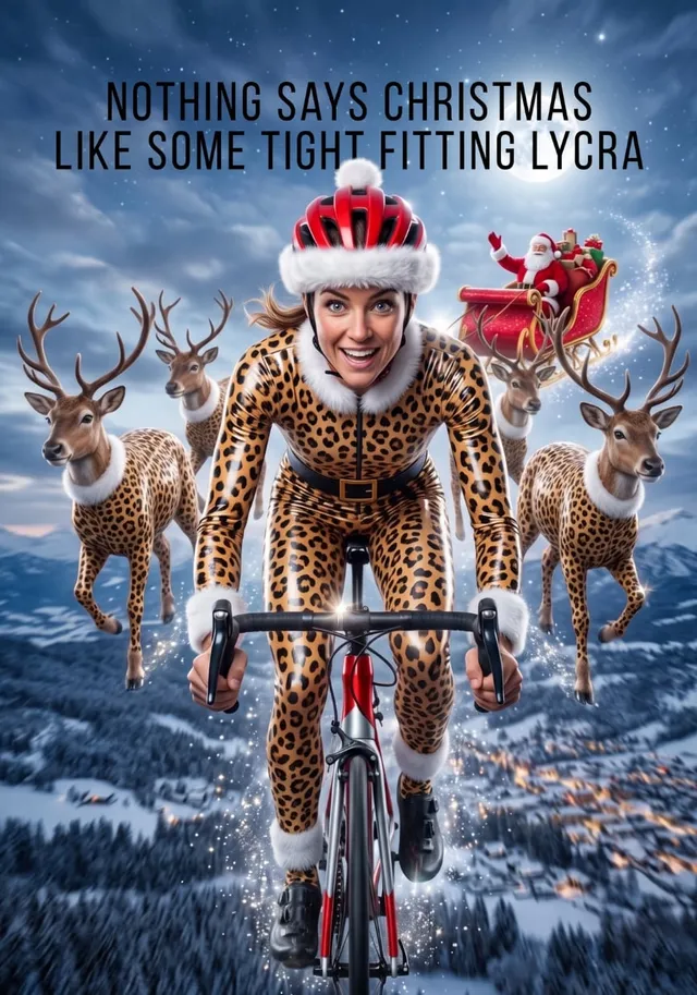 Leopard Lycra Christmas Cyclist