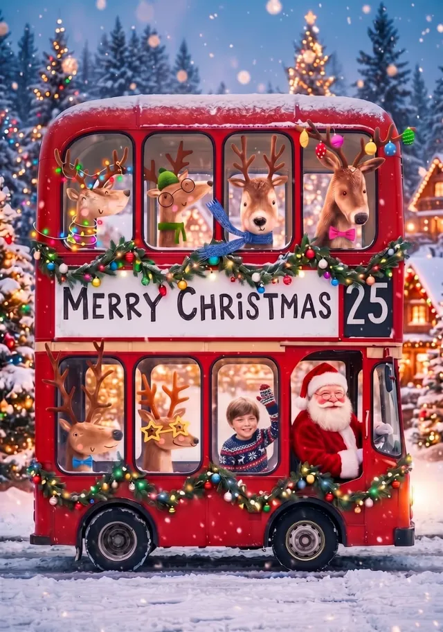 All Aboard the Christmas Reindeer Bus