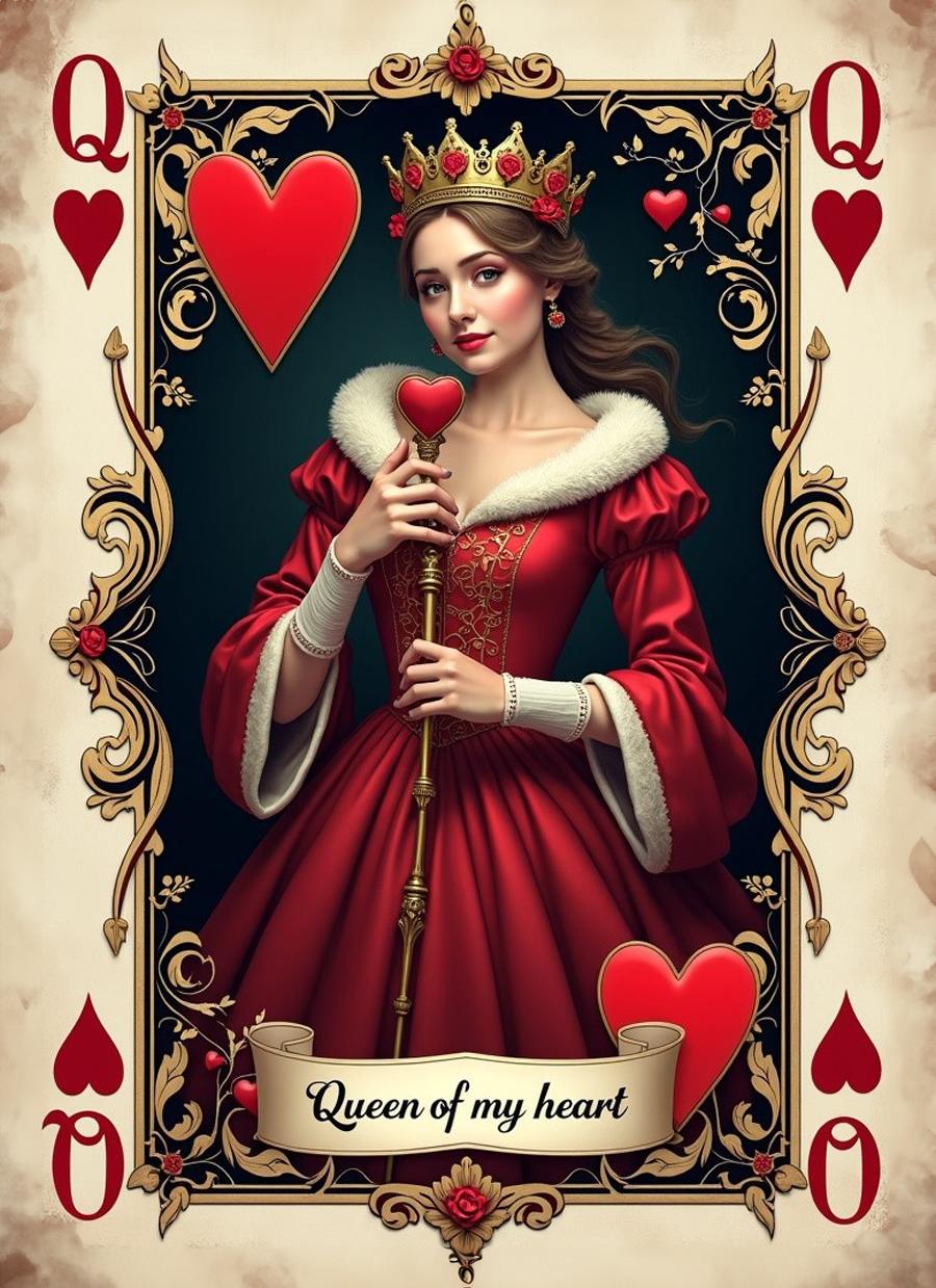 Queen Of Hearts Card Card | Lookalikey