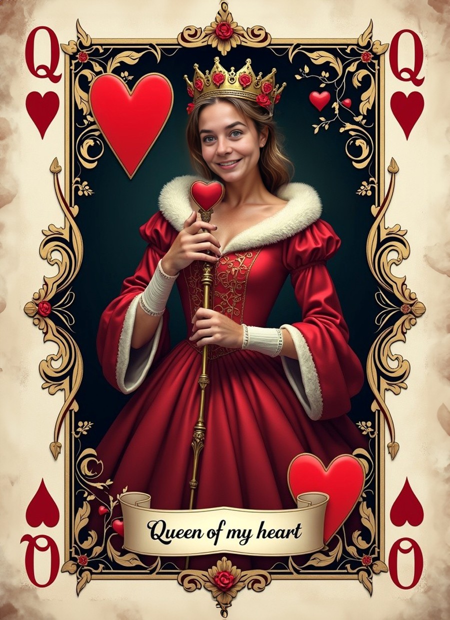 Queen Of Hearts Card | Lookalikey